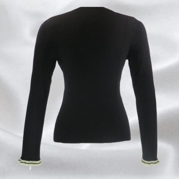 INC Black V Neck Long Sleeve Top in Size Medium - Picture 2 of 5